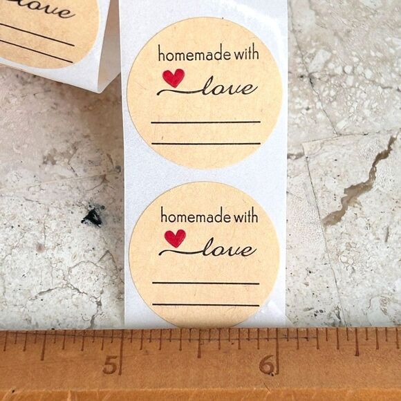 50 Homemade with Love 1" Round Stickers Labels Room for Your Personalization - Picture 3 of 3